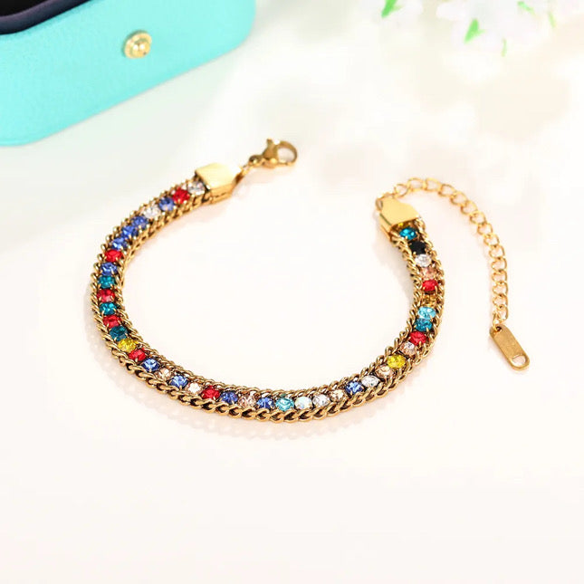 Damen Zirkonia Stein Armband Wasserfester Schmuck