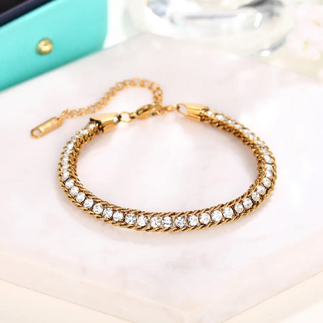 Damen Zirkonia Stein Armband Wasserfester Schmuck