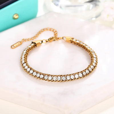 Damen Zirkonia Stein Armband Wasserfester Schmuck