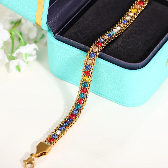 Damen Zirkonia Stein Armband Wasserfester Schmuck