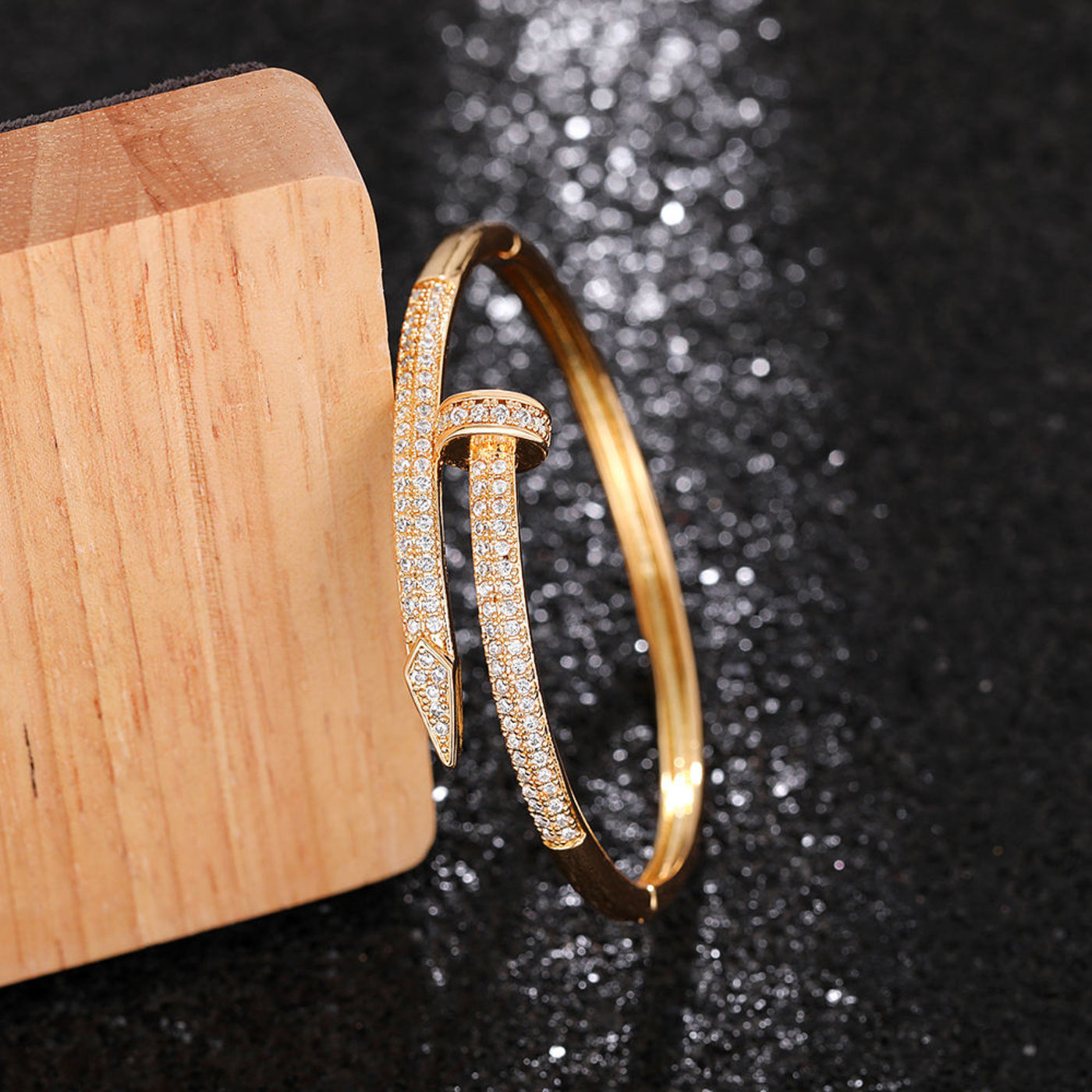 Damen Armreif Ring Edelstahl Zirkonia einfache Stil Liebe Schmuck
