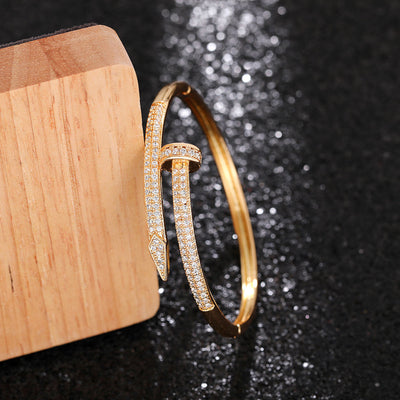 Damen Armreif Ring Edelstahl Zirkonia einfache Stil Liebe Schmuck