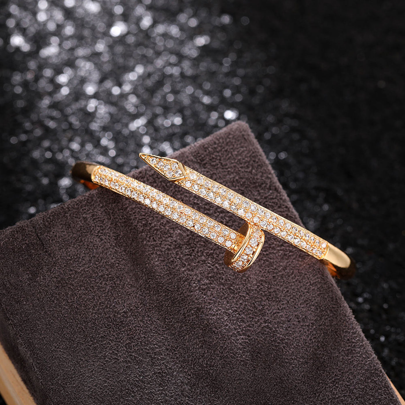 Damen Armreif Ring Edelstahl Zirkonia einfache Stil Liebe Schmuck