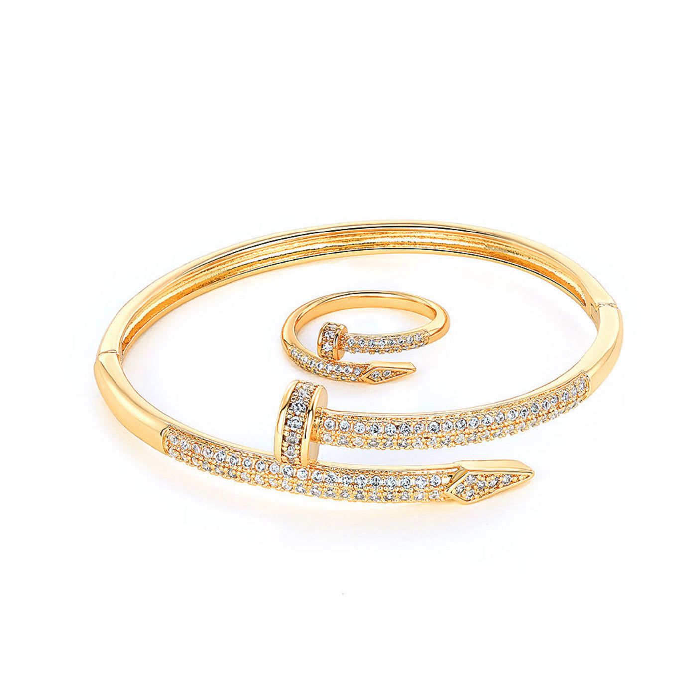 Damen Armreif Ring Edelstahl Zirkonia einfache Stil Liebe Schmuck
