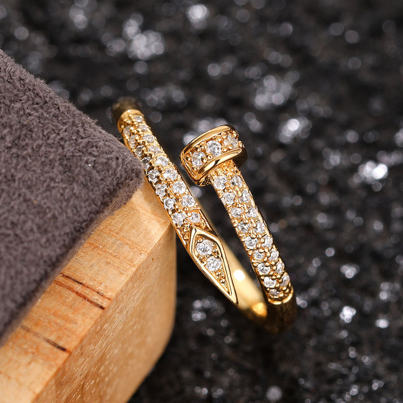 Damen Armreif Ring Edelstahl Zirkonia einfache Stil Liebe Schmuck