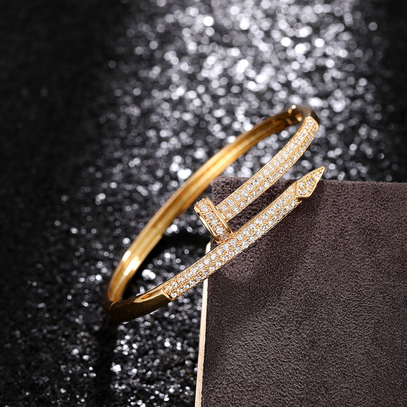 Damen Armreif Ring Edelstahl Zirkonia einfache Stil Liebe Schmuck