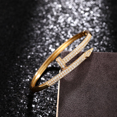 Damen Armreif Ring Edelstahl Zirkonia einfache Stil Liebe Schmuck
