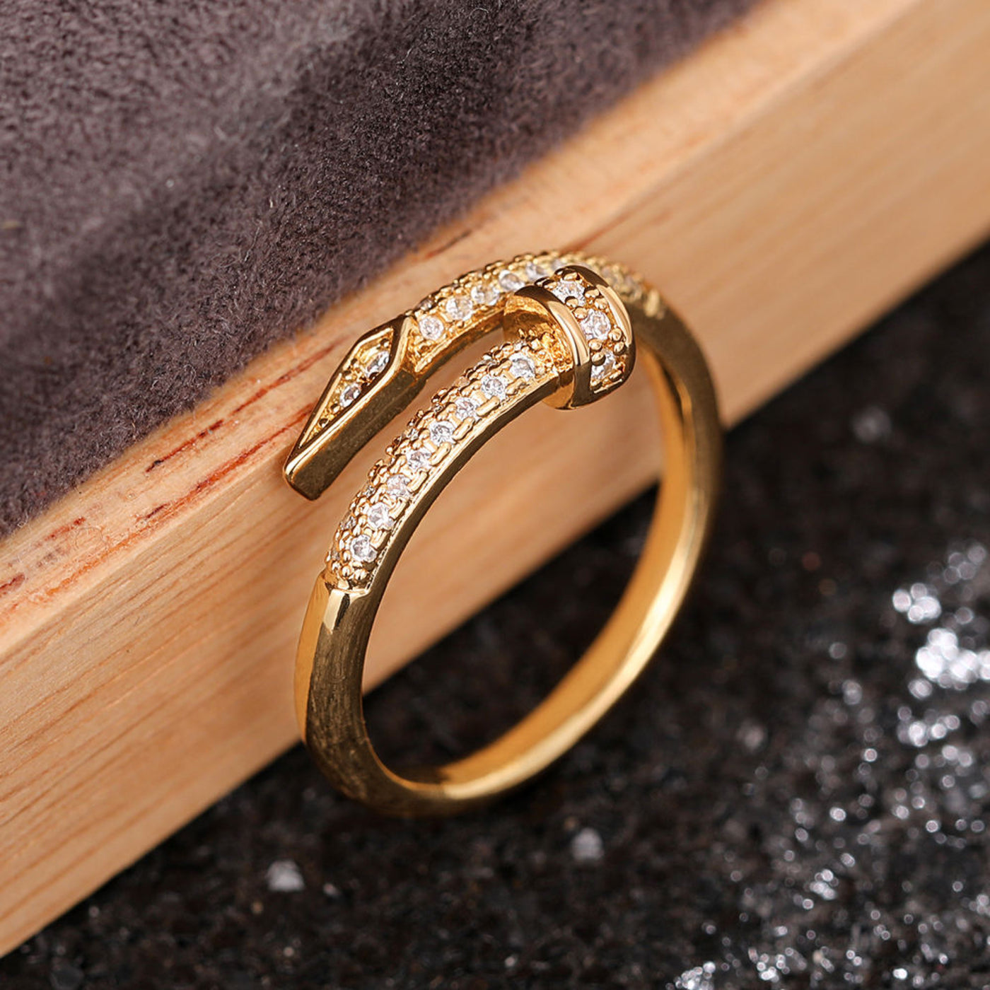 Damen Armreif Ring Edelstahl Zirkonia einfache Stil Liebe Schmuck