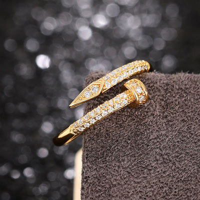 Damen Armreif Ring Edelstahl Zirkonia einfache Stil Liebe Schmuck
