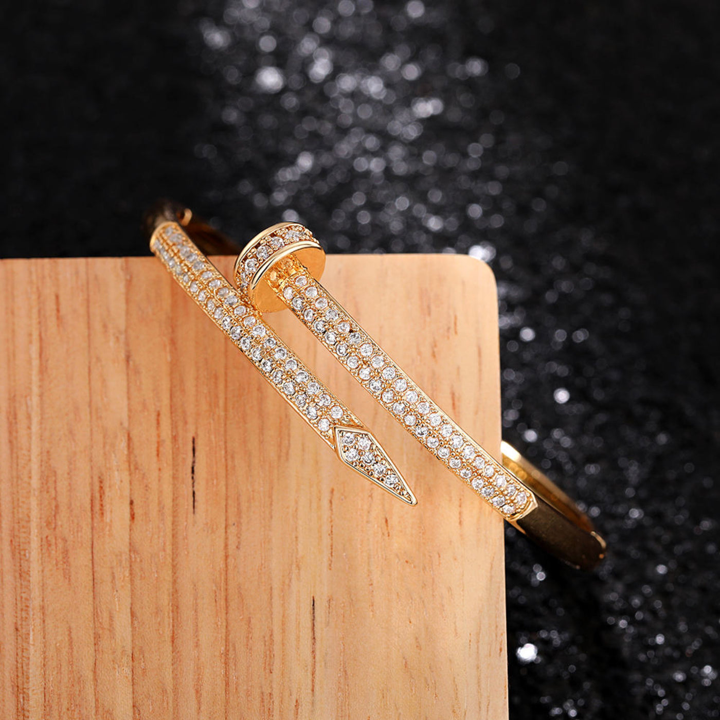 Damen Armreif Ring Edelstahl Zirkonia einfache Stil Liebe Schmuck