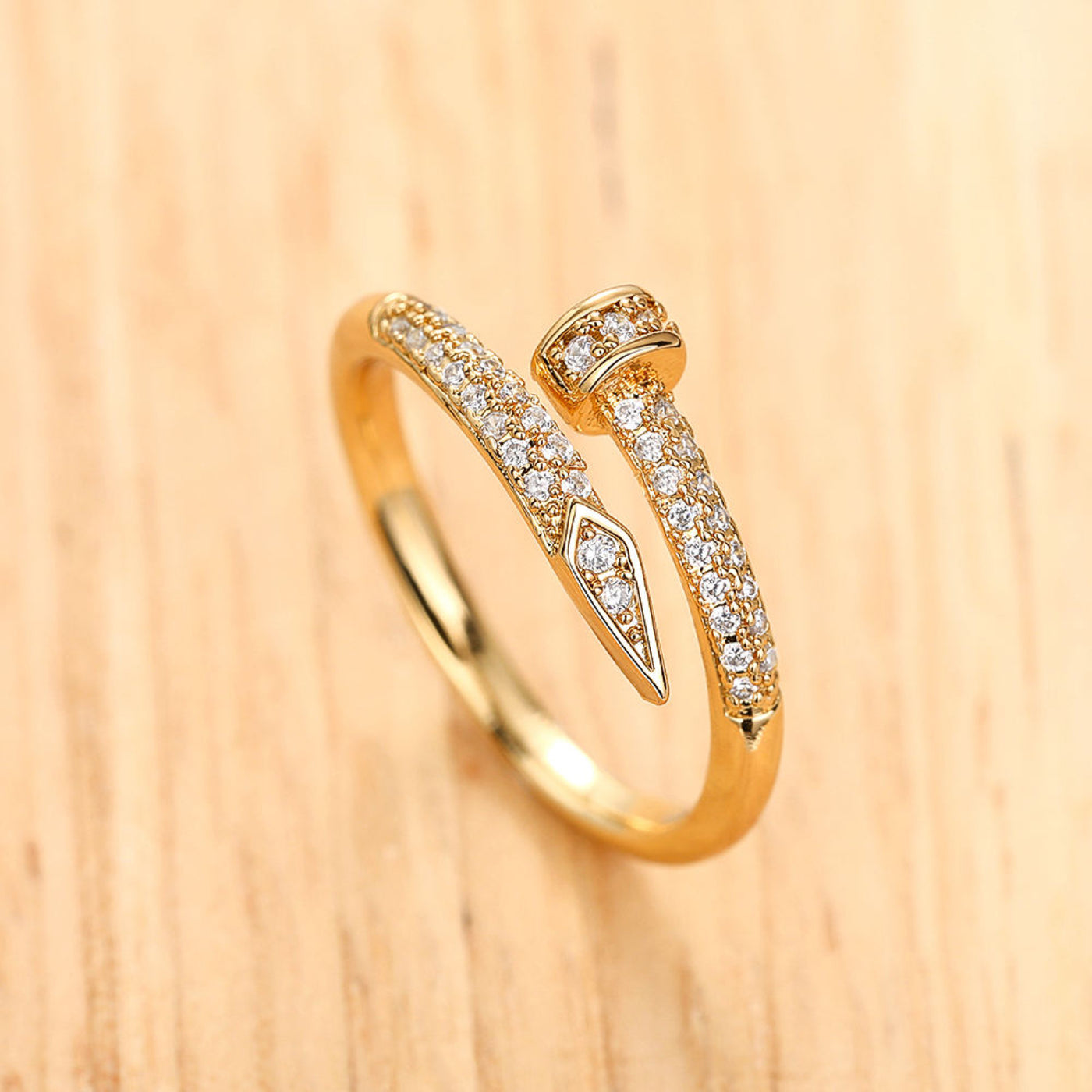 Damen Armreif Ring Edelstahl Zirkonia einfache Stil Liebe Schmuck