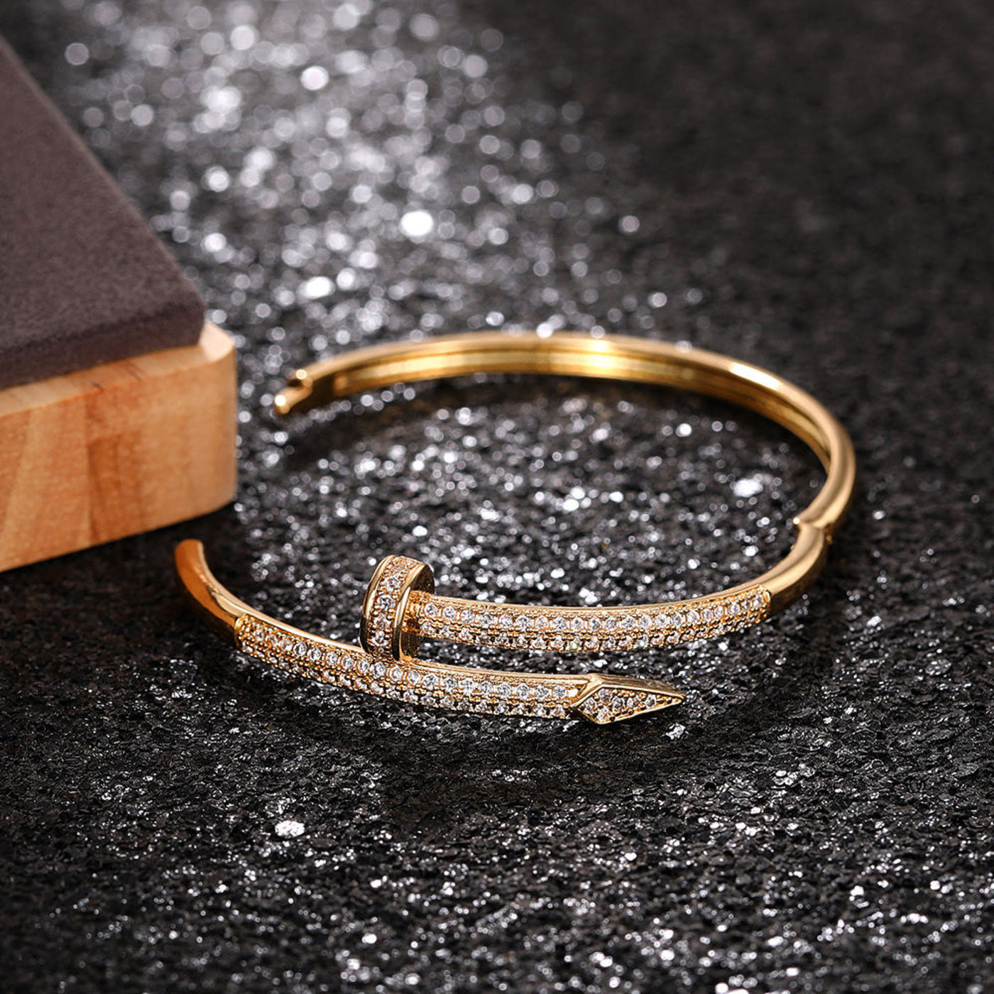 Damen Armreif Ring Edelstahl Zirkonia einfache Stil Liebe Schmuck