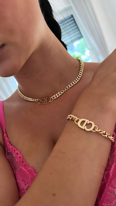 Goldketten-Ohrringe-Armbandset