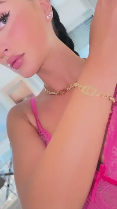 Goldketten-Ohrringe-Armbandset
