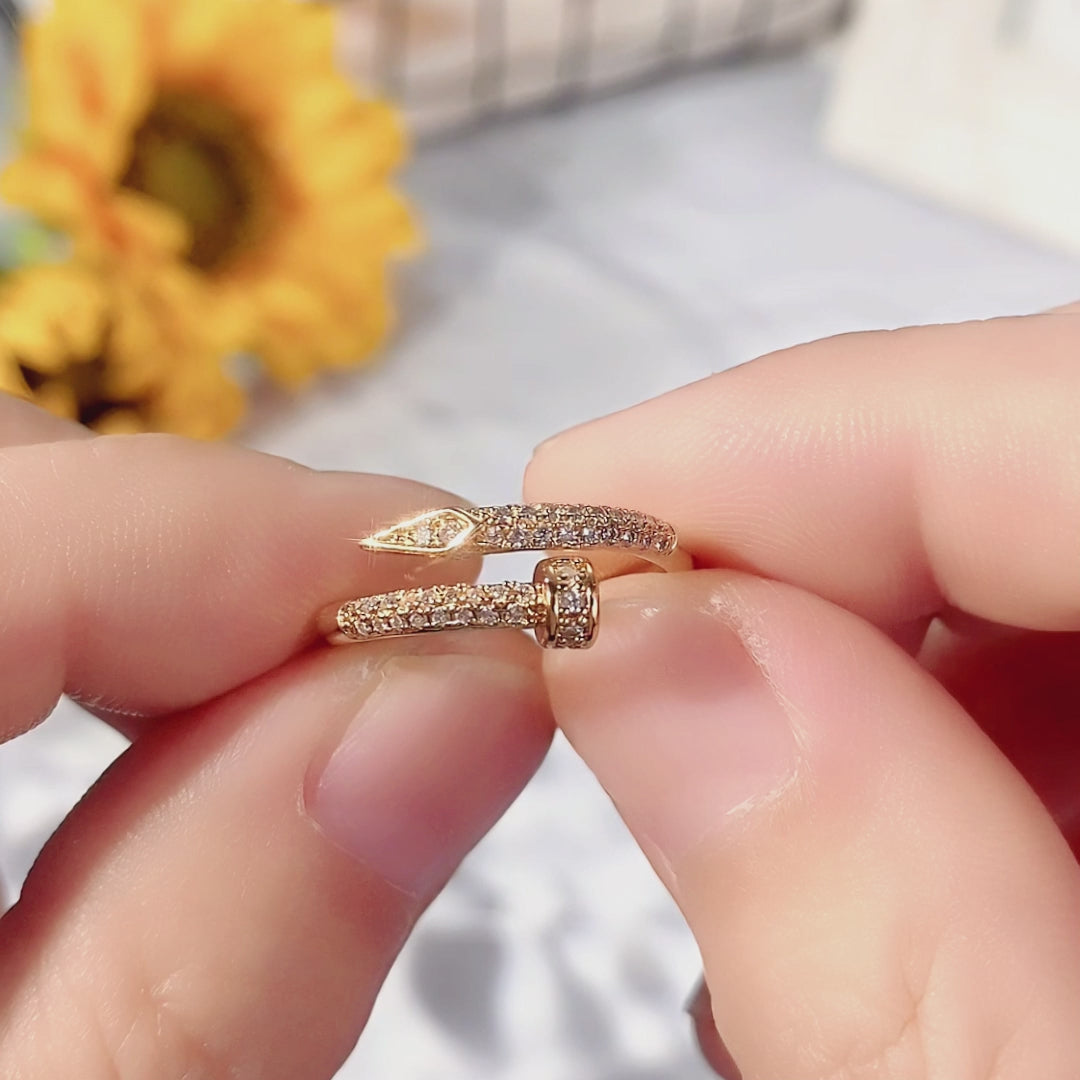 Damen Armreif Ring Edelstahl Zirkonia einfache Stil Liebe Schmuck
