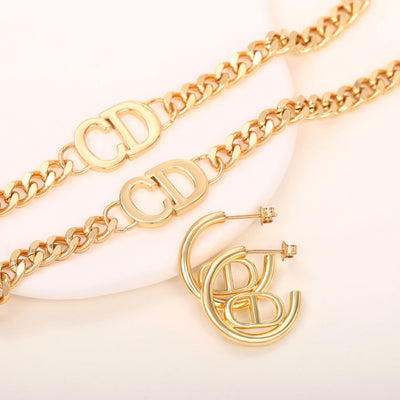 Goldketten-Ohrringe-Armbandset