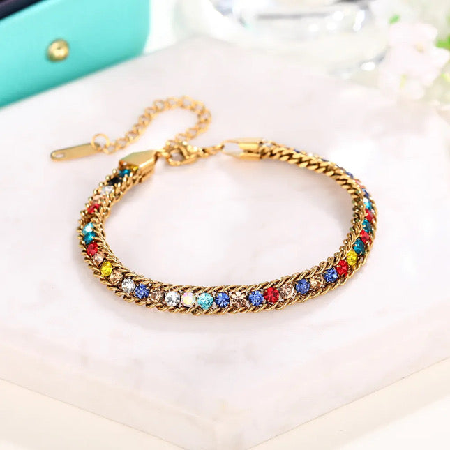 Damen Zirkonia Stein Armband Wasserfester Schmuck
