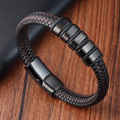 Armband für Herren aus LederBraun |Edelstahl Verschluss  21cm