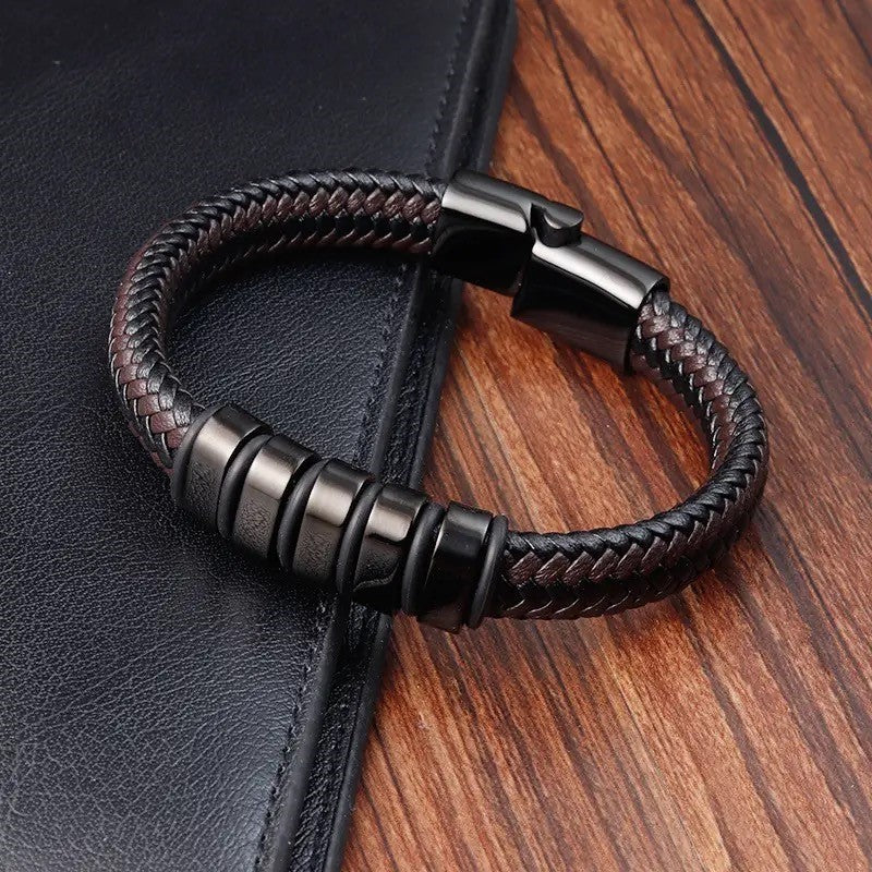 Armband für Herren aus LederBraun |Edelstahl Verschluss  21cm
