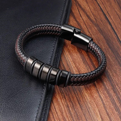 Armband für Herren aus LederBraun |Edelstahl Verschluss  21cm