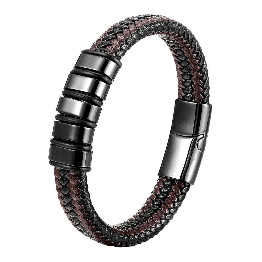 Armband für Herren aus LederBraun |Edelstahl Verschluss  21cm