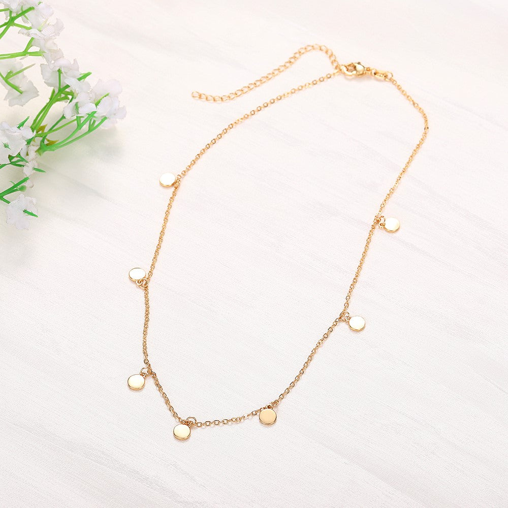 Kette mit Plättchen  Premium Halskette Damen Wasserfest Langlebig