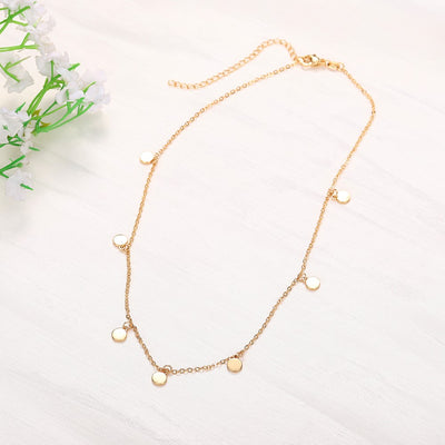 Kette mit Plättchen  Premium Halskette Damen Wasserfest Langlebig